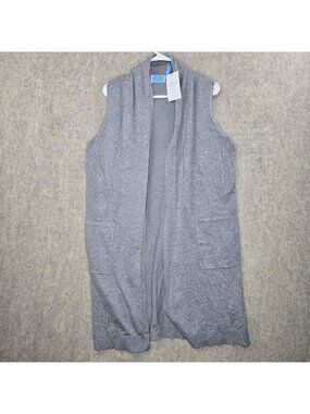 Survival Womens Sleeveless Open Cardigan Gray Size Large Casual Lightweight